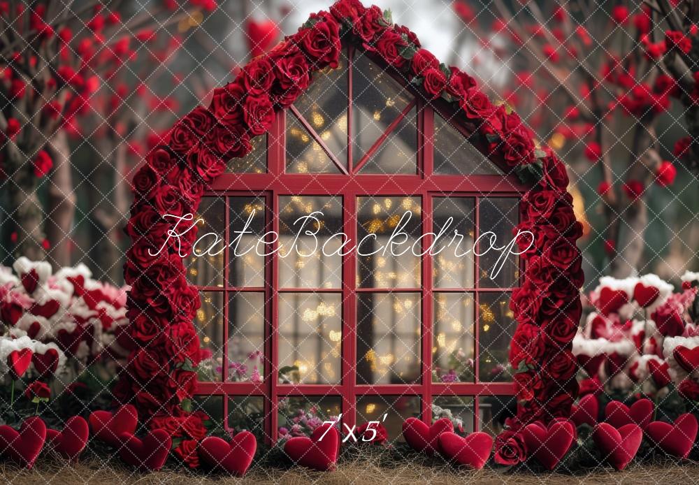 Kate Valentine Rose Greenhouse Hearts Backdrop Designed by Mini MakeBelieve