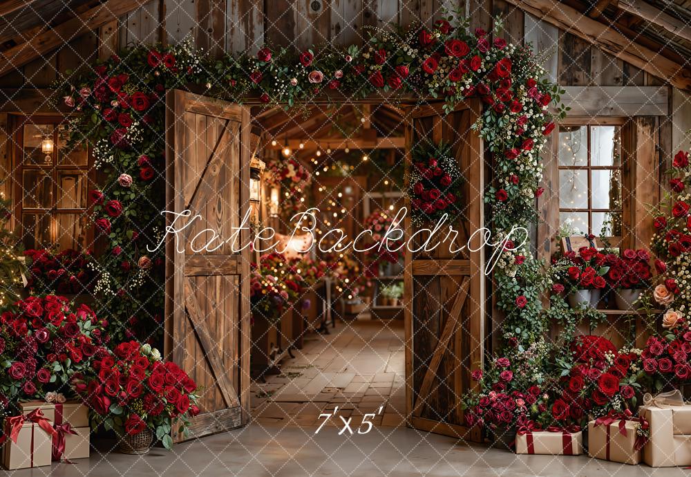 Kate Valentine Roses Wooden Cabin Roses Backdrop Designed by Emetselch
