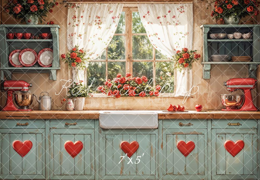 Kate Valentine Rustic Kitchen Window Backdrop Designed by GQ