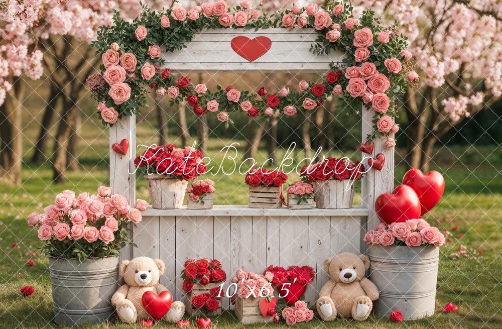 Kate Valentine/Spring Rose Hearts Teddy Bears Backdrop Designed by Emstselch - Image 4