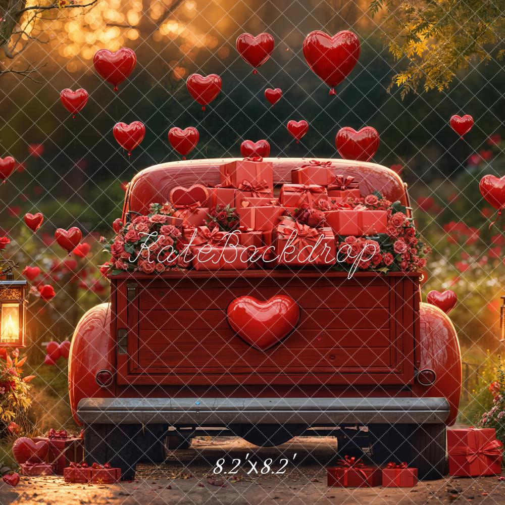 Kate Valentine Truck Gifts Red Roses Hearts Backdrop Designed by Emetselch - Image 5