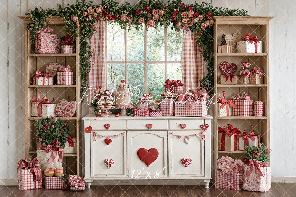 Kate Valentines Day Gift Roses Window Fleece Backdrop Designed by Emetselch - Image 4