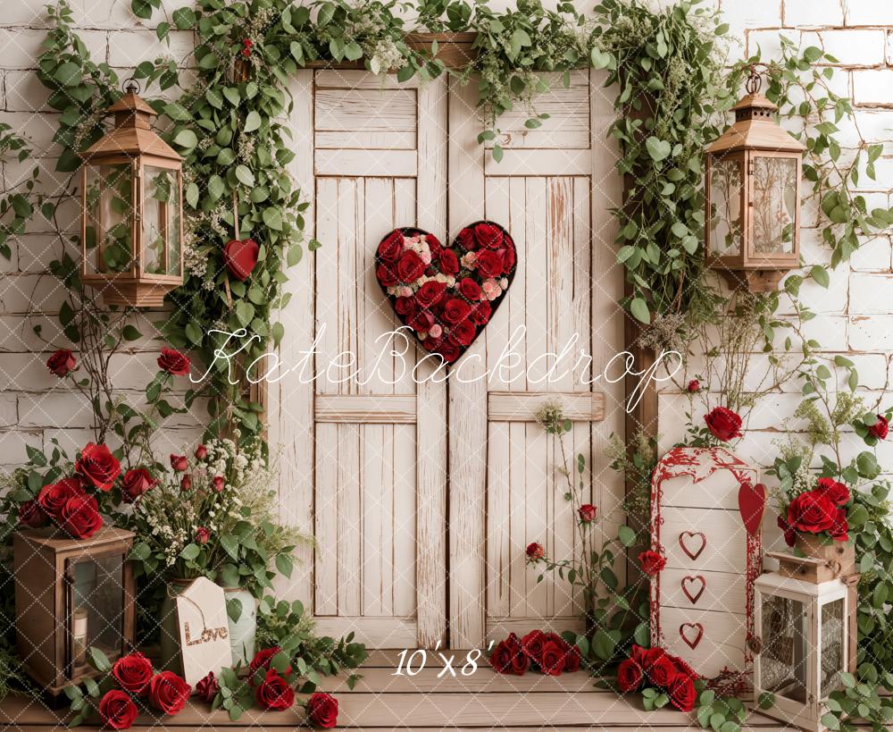 Kate Valentine's Day Heart Door Roses White Backdrop Designed by Emetselch - Image 6
