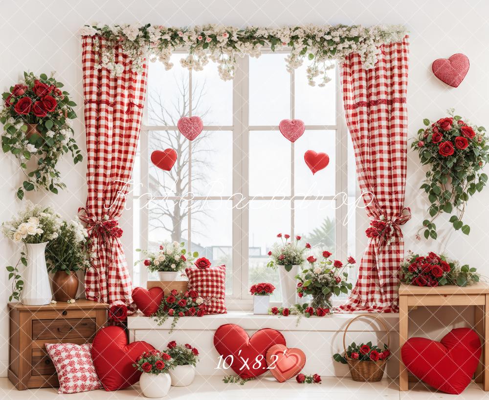 Kate Valentine's Day Window Floral Hearts Backdrop Designed by Emetselch - Image 5