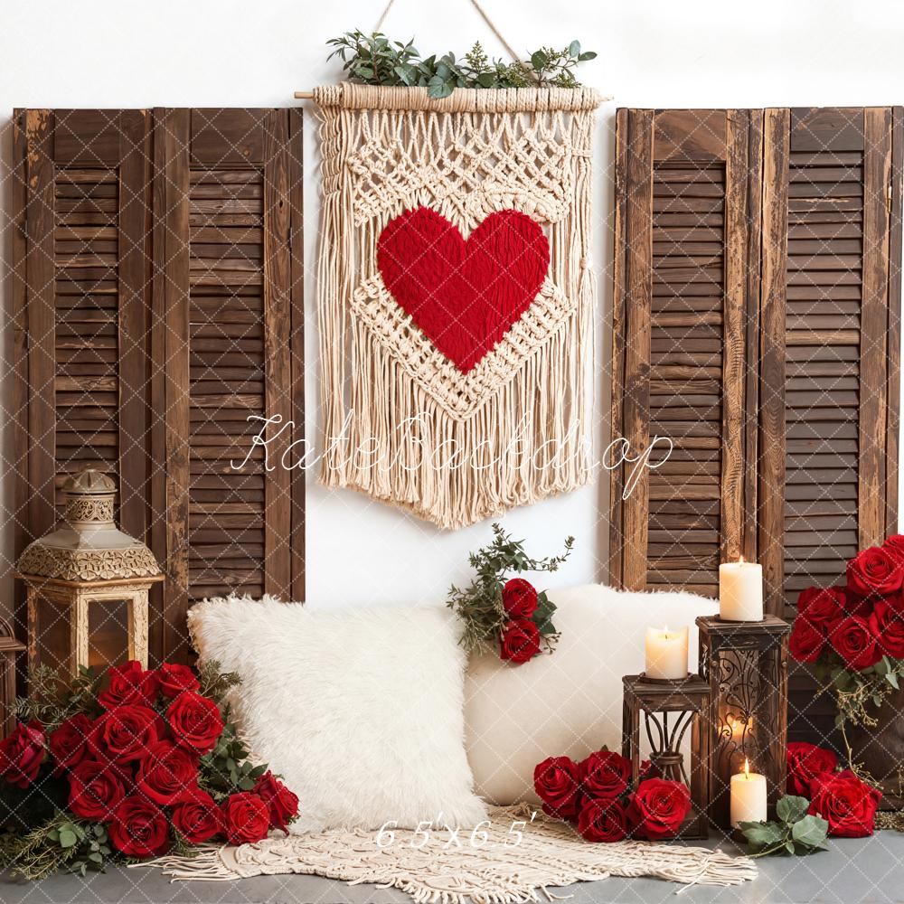 Kate Valentines Heart Macrame Roses Lanterns Backdrop Designed by Emetselch - Image 2