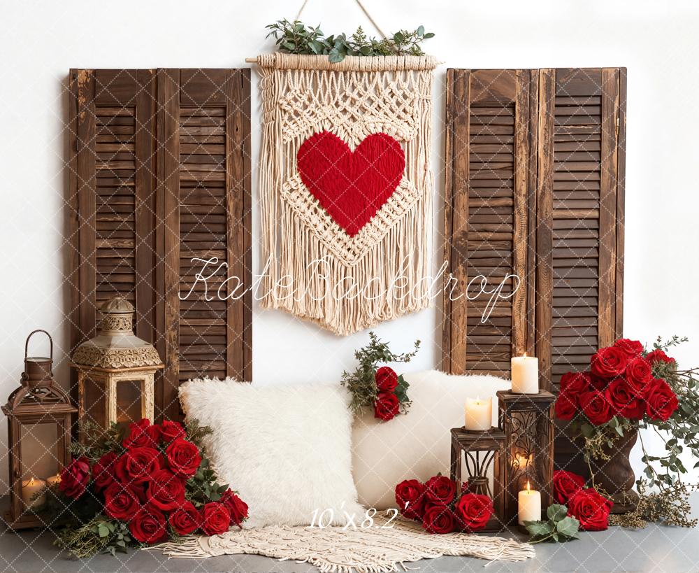 Kate Valentines Heart Macrame Roses Lanterns Backdrop Designed by Emetselch - Image 6