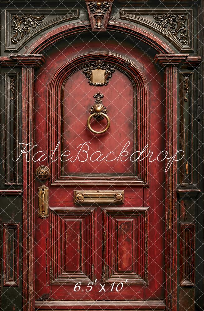 Kate Vintage Ornate Red Door Fleece Backdrop Designed by Chain Photography - Image 2