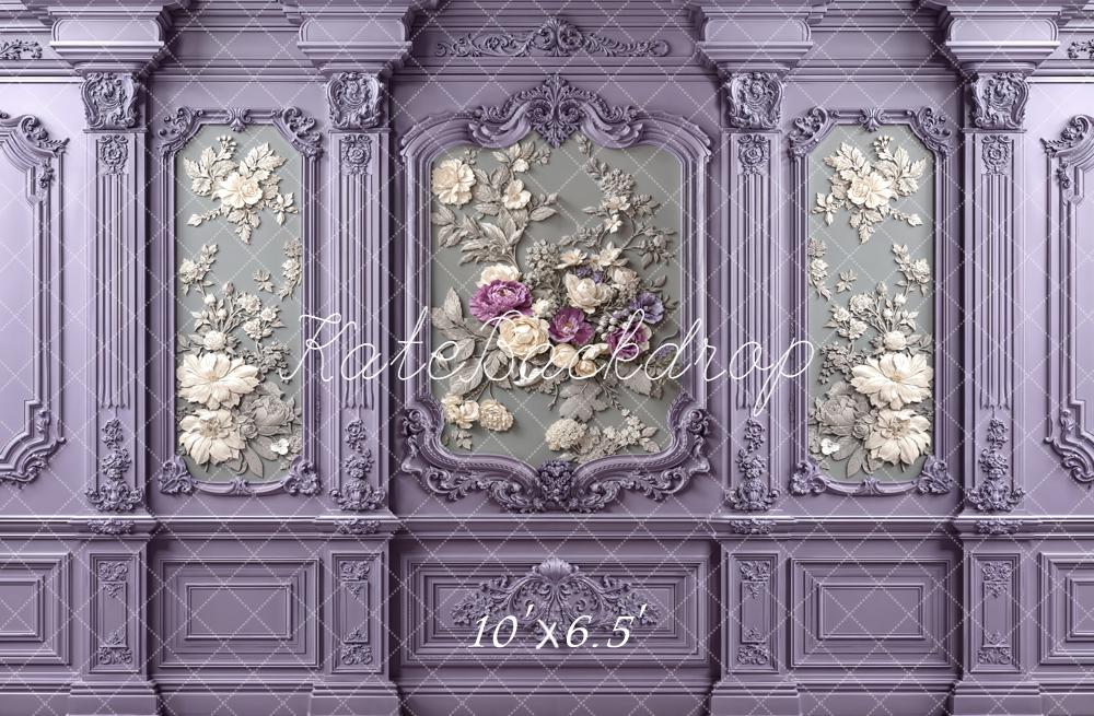 Kate Vintage Ornate Wall Floral Relief Fleece Backdrop Designed by Emetselch - Image 2