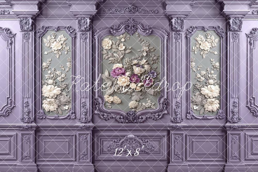 Kate Vintage Ornate Wall Floral Relief Fleece Backdrop Designed by Emetselch - Image 4