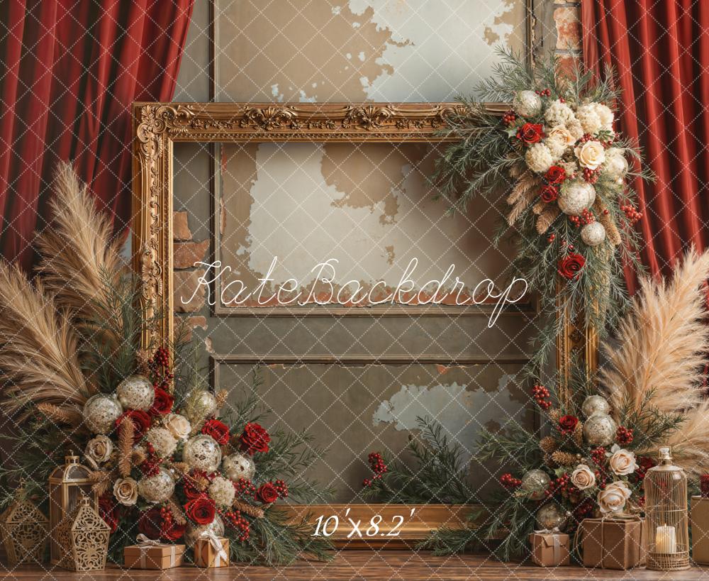 Kate Vintage Wall Gold Frame Fleece Backdrop Designed by Emetselch - Image 4