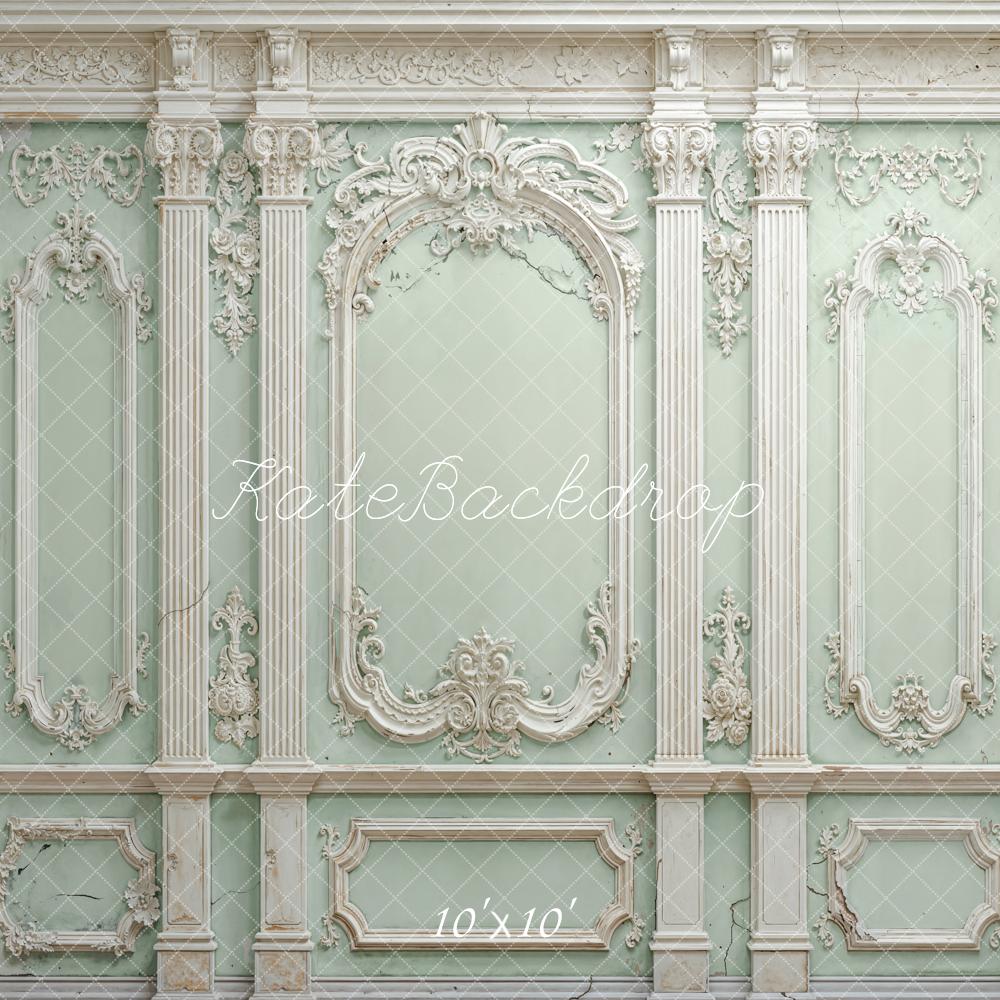 Kate Vintage Wall Ornate Columns Mint Green Backdrop Designed by Emetselch - Image 7