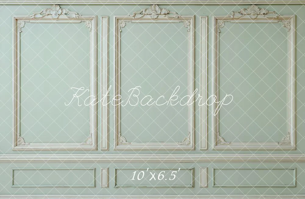 Kate Vintage Wall Ornate Moulding Green Fleece Backdrop Designed by Kate image - Image 2