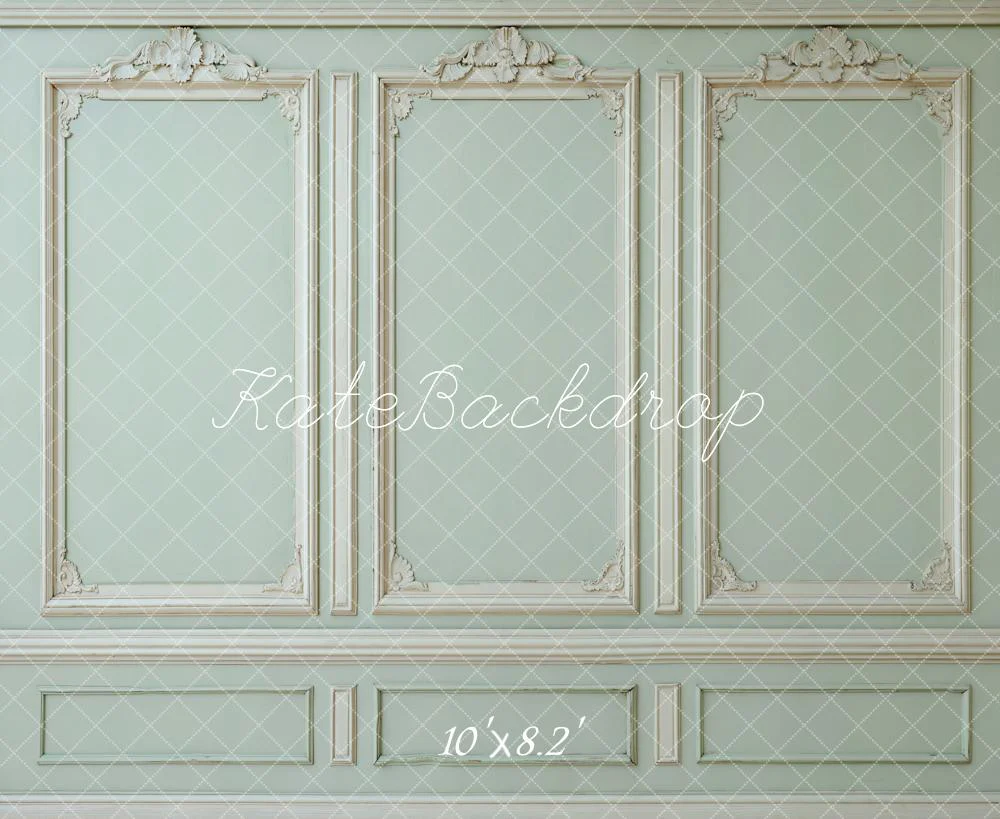 Kate Vintage Wall Ornate Moulding Green Fleece Backdrop Designed by Kate image - Image 3