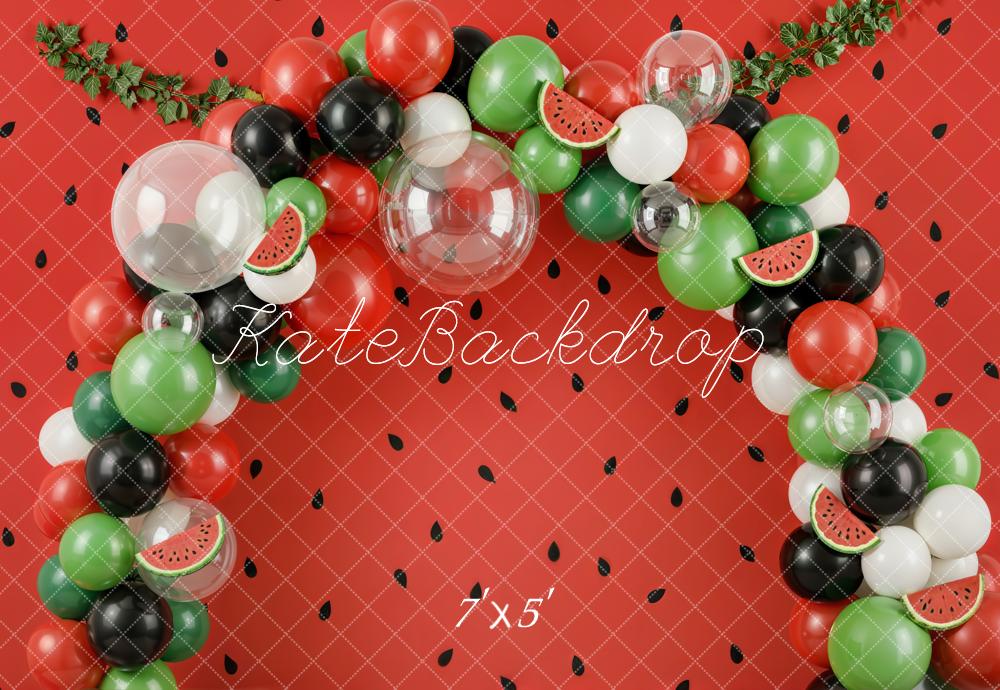 Kate Watermelon Balloon Arch Seeds Red Backdrop Designed by Emetselch