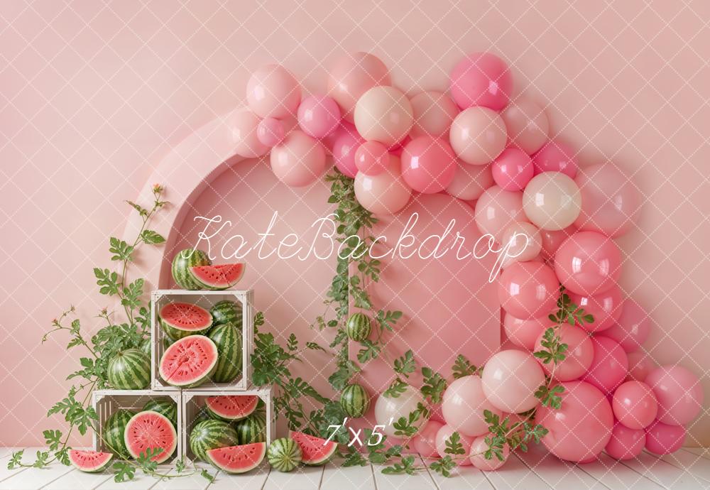 Kate Watermelon Crates Pink Balloons Arch Backdrop Designed by Emetselch - Image 2