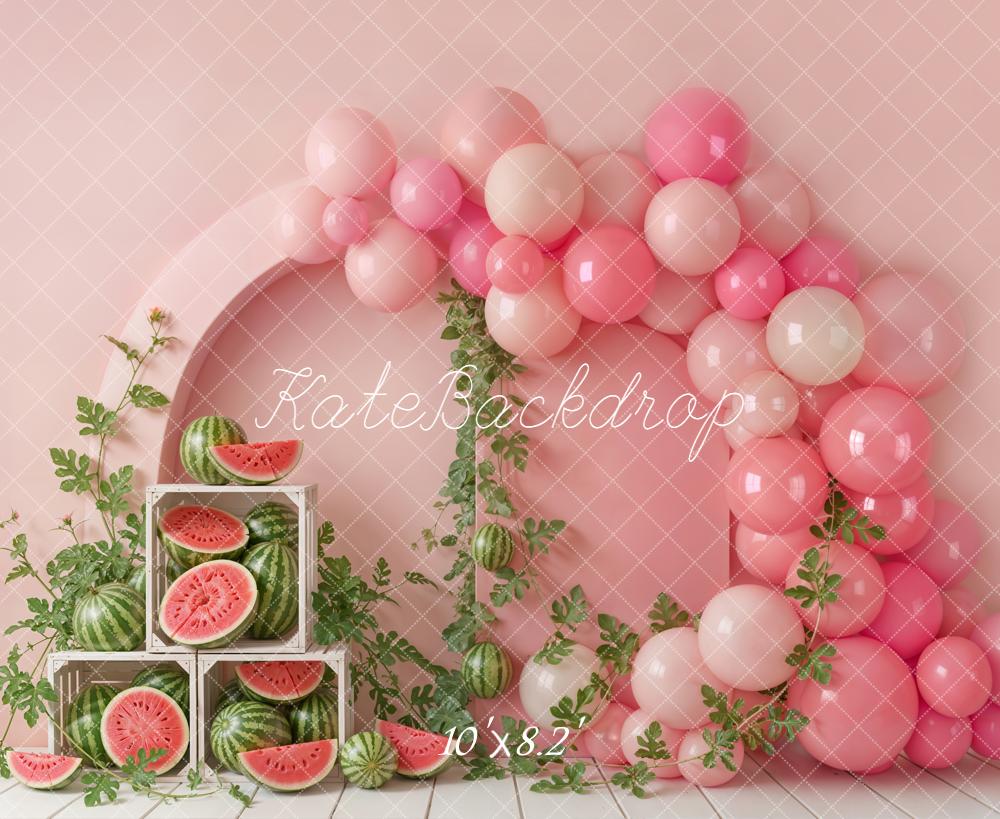 Kate Watermelon Crates Pink Balloons Arch Backdrop Designed by Emetselch - Image 9