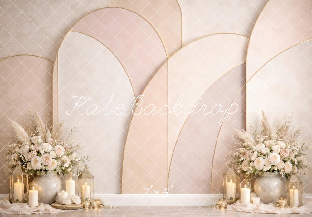 Kate Wedding Arch Candles Neutral Backdrop Designed by Vertigo Productions