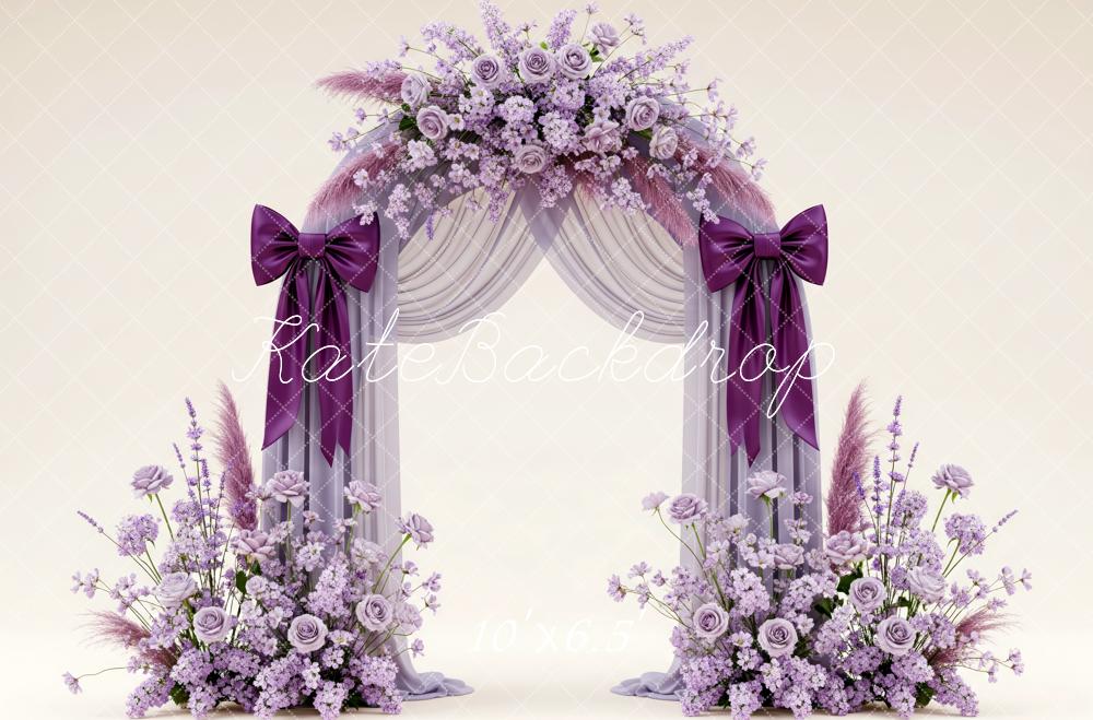 Kate Wedding Arch Purple Floral Bows Backdrop Designed by Patty Robert - Image 4