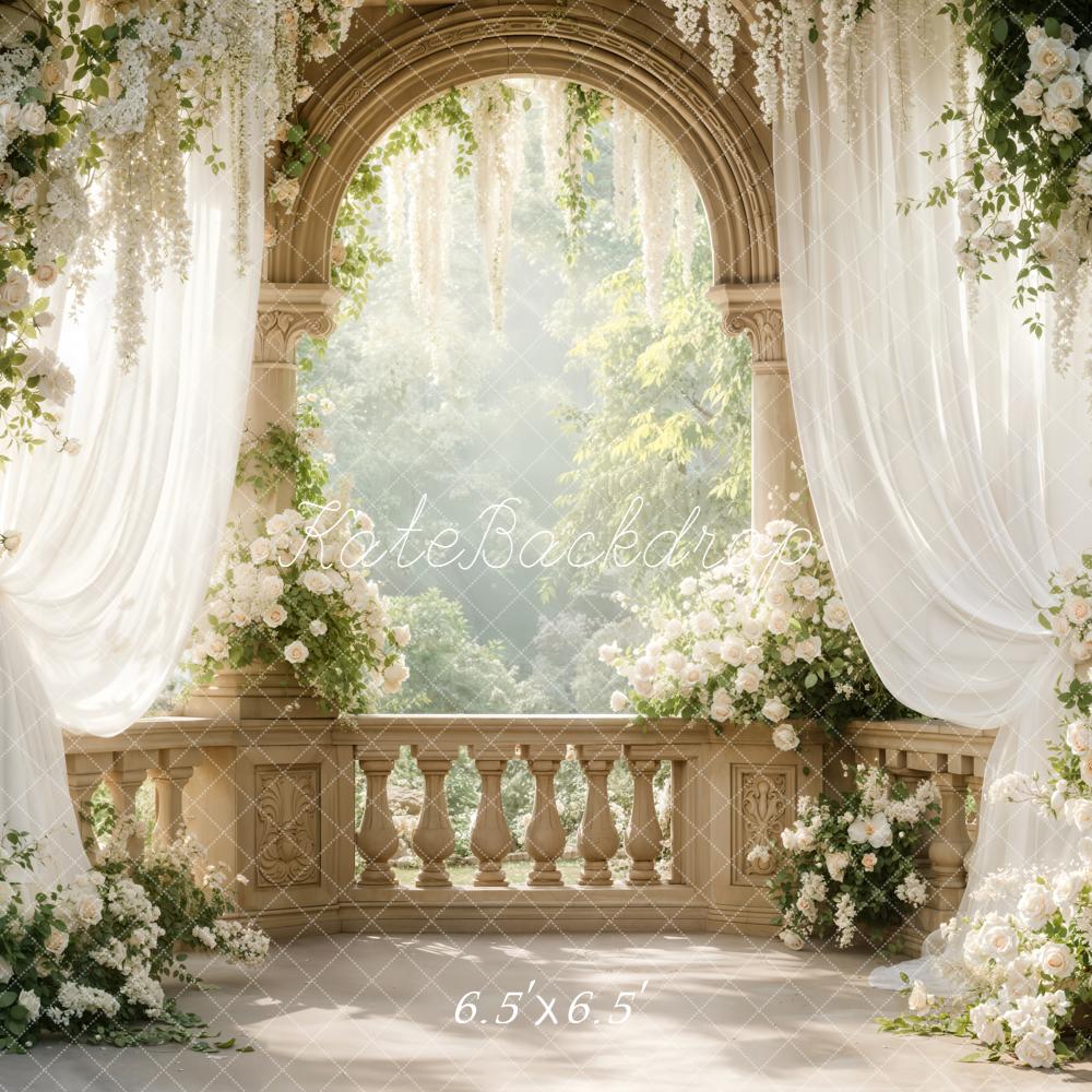 Kate Wedding Arch White Floral Drapes Backdrop Designed by Emetselch - Image 2