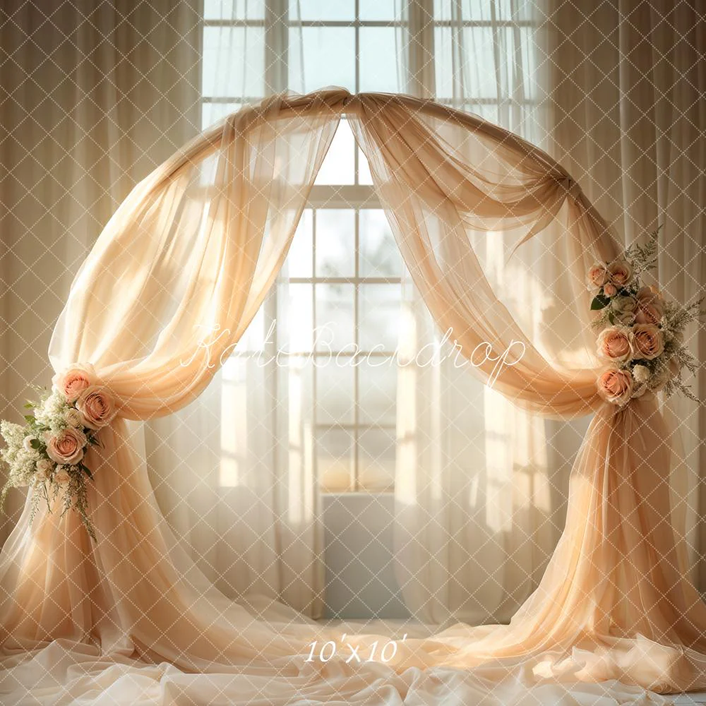 Kate Wedding Arch Window Light Peach Backdrop Designed by Emetselch - Image 7