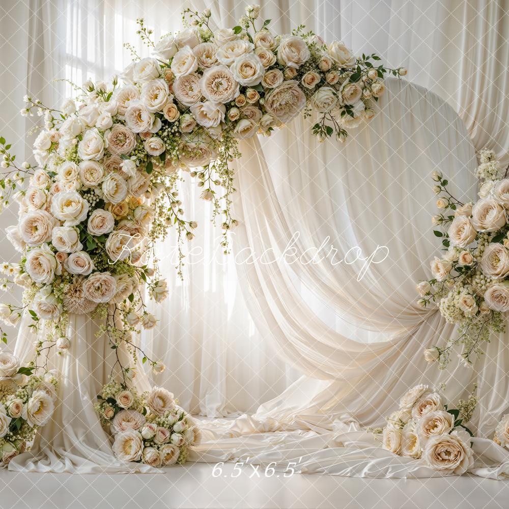 Kate Wedding Cream Roses Arch Drapes Backdrop Designed by Emetselch - Image 5