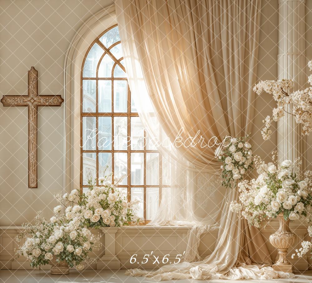Kate Wedding Cross Arch Window Floral Backdrop Designed by Emetselch - Image 2