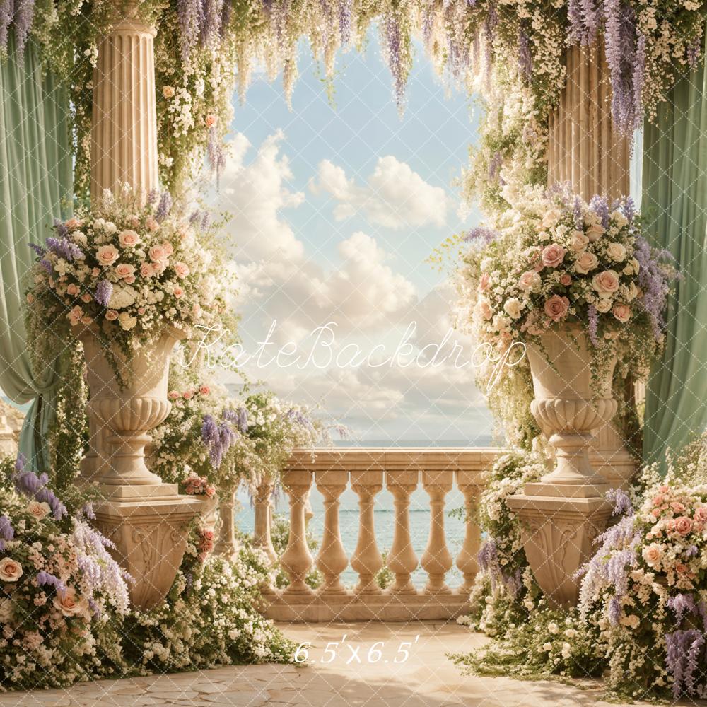 Kate Wedding Floral Arch Columns Balcony Backdrop Designed by Emetselch - Image 2