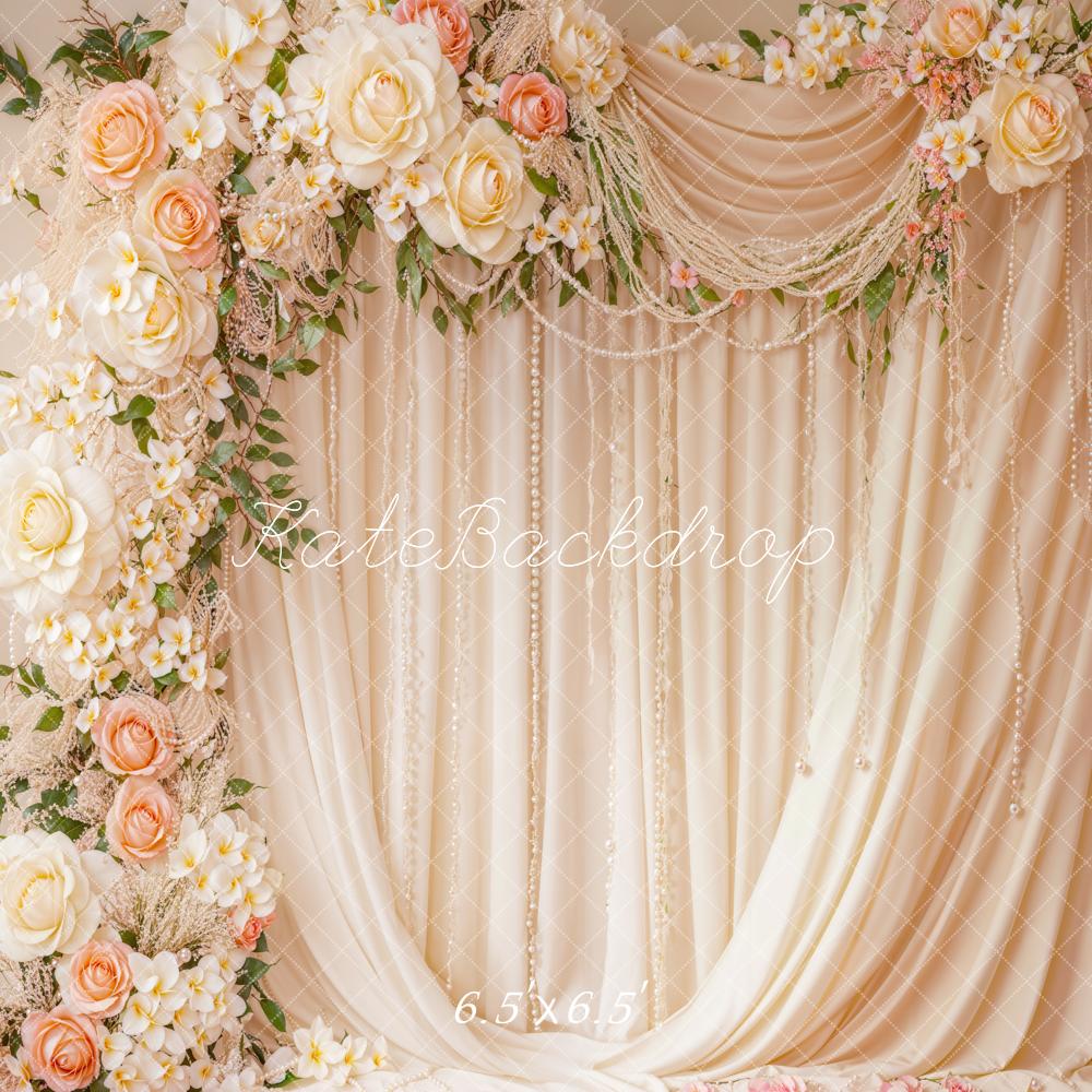 Kate Wedding Floral Arch Cream Curtains Backdrop Designed by Emetselch - Image 2