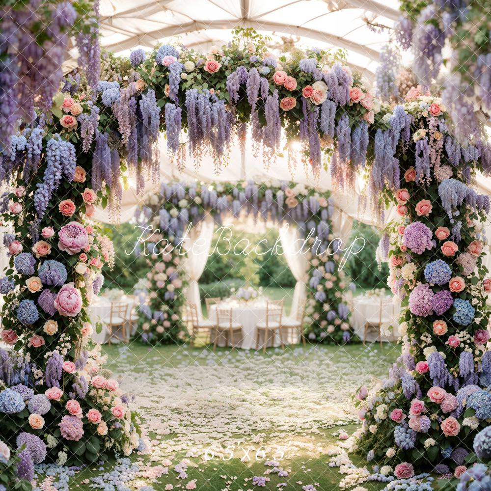 Kate Wedding Floral Arch Purple Pink Backdrop Designed by Emetselch - Image 2