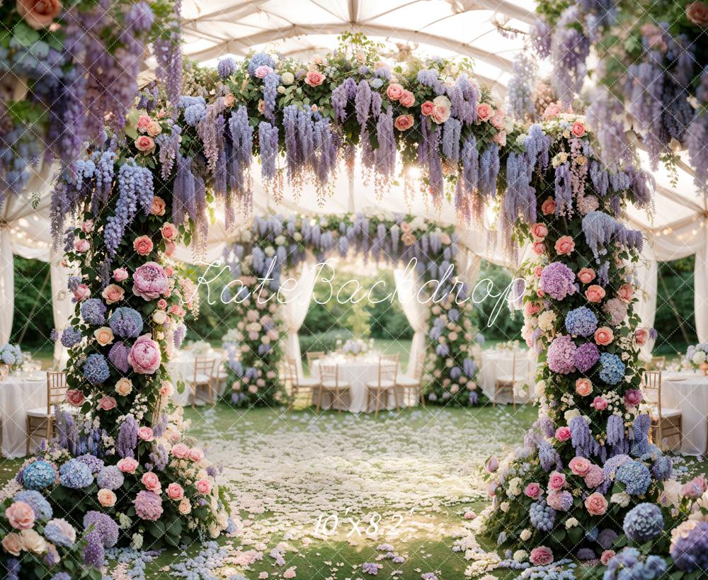 Kate Wedding Floral Arch Purple Pink Backdrop Designed by Emetselch - Image 6