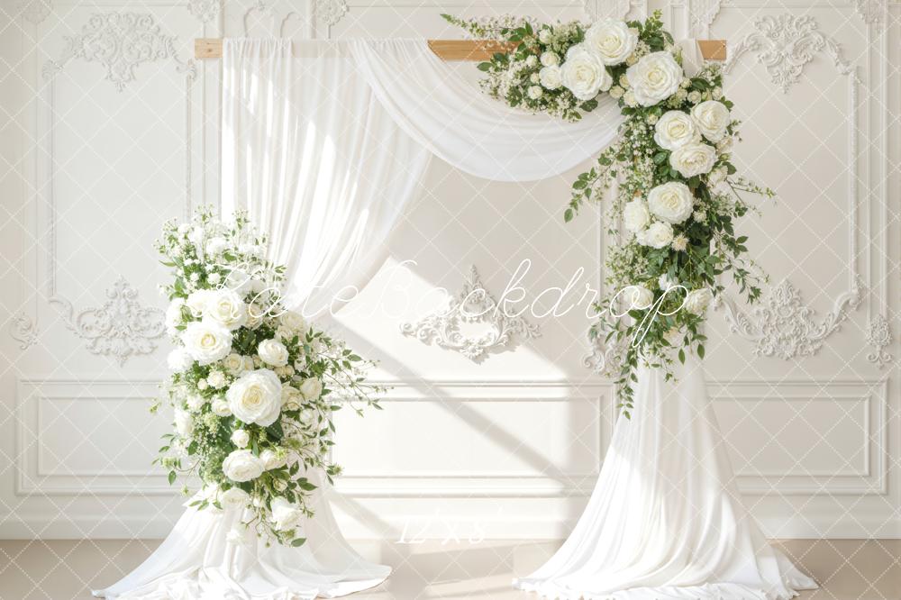 Kate Wedding Floral White Drapes Backdrop Designed by Emetselch - Image 8