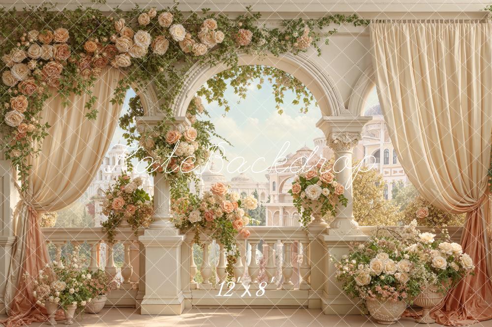 Kate Wedding Floral Arch Balcony Drapes Fleece Backdrop Designed by Emetselch - Image 4