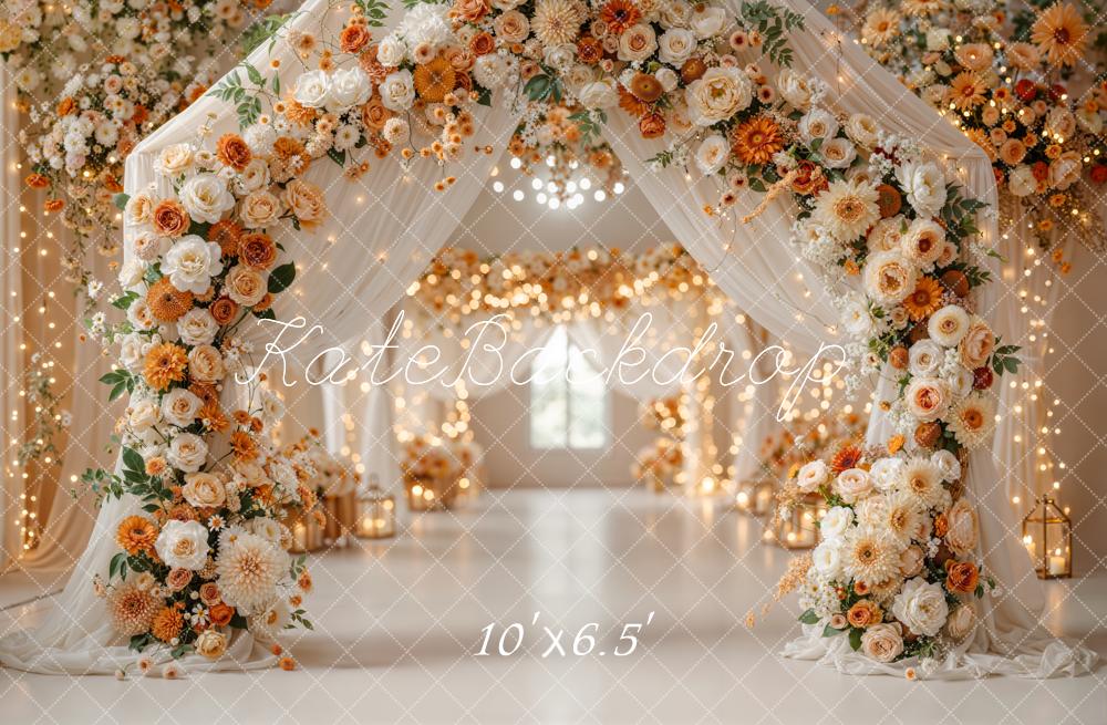Kate Wedding Flower Arch Lanterns Fleece Backdrop Designed by Emetselch - Image 2
