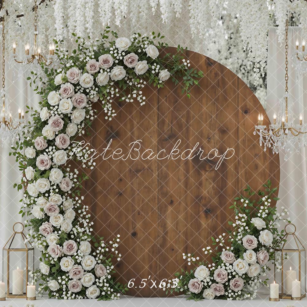 Kate Wedding Garland Chandeliers Wood Backdrop Designed by Mini MakeBelieve - Image 2