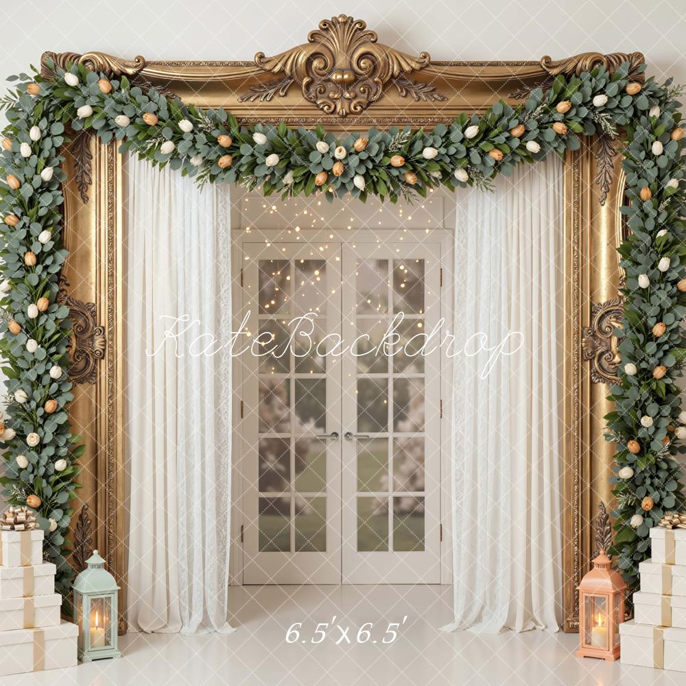 Kate Wedding Garland Golden Frame Lanterns Backdrop Designed by Mini MakeBelieve - Image 2