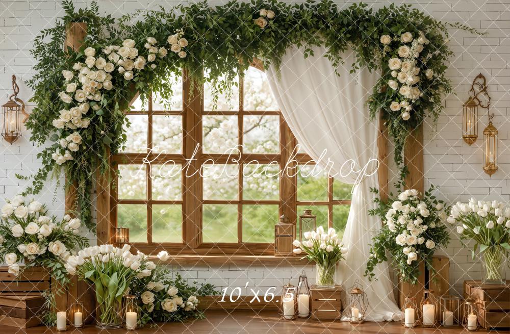 Kate Wedding Garland Window Candles Fleece Backdrop Designed by Emstselch - Image 2