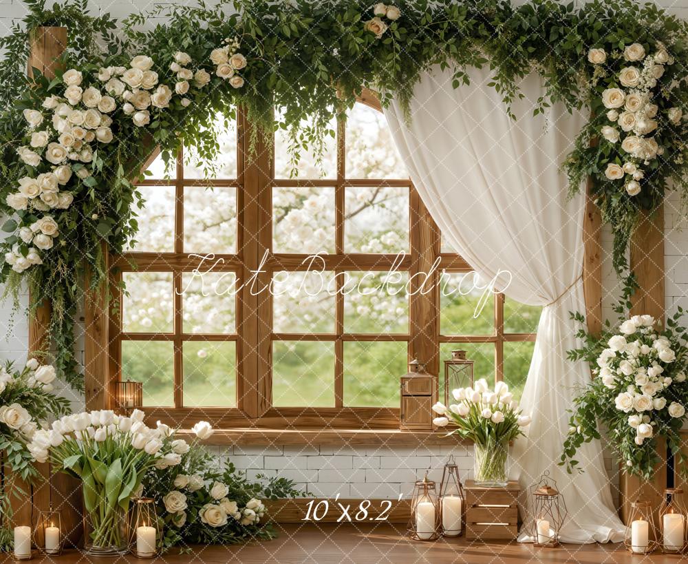 Kate Wedding Garland Window Candles Fleece Backdrop Designed by Emstselch - Image 3