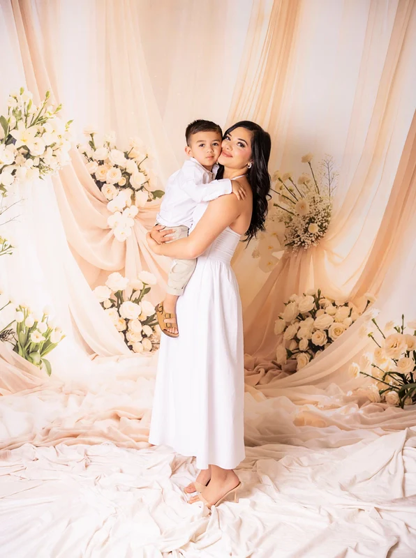 Kate Wedding Ivory Flowers Sheer Curtains Backdrop Designed by Mini MakeBelieve