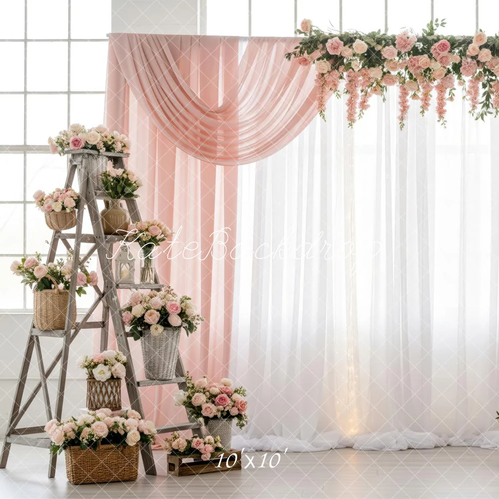 Kate Wedding Pink Floral Ladder Crates Backdrop Designed by Patty Robert - Image 7