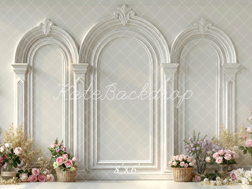 Kate Wedding White Arch Floral Backdrop Designed by Mini MakeBelieve - Image 3