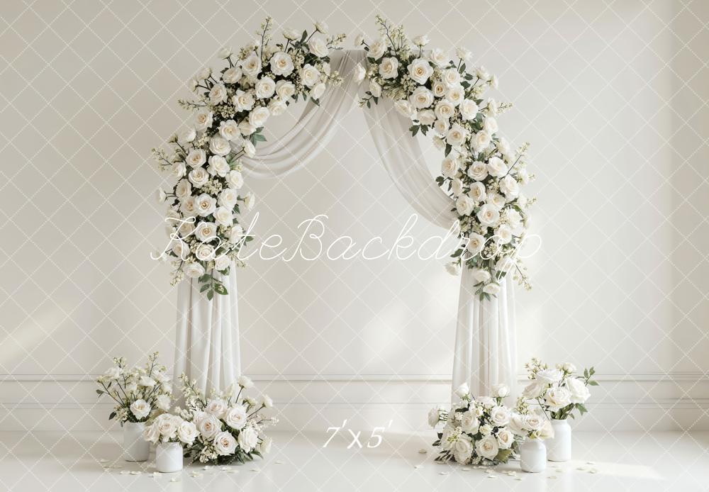 Kate Wedding White Roses Arch Drapes Backdrop Designed by Mini MakeBelieve