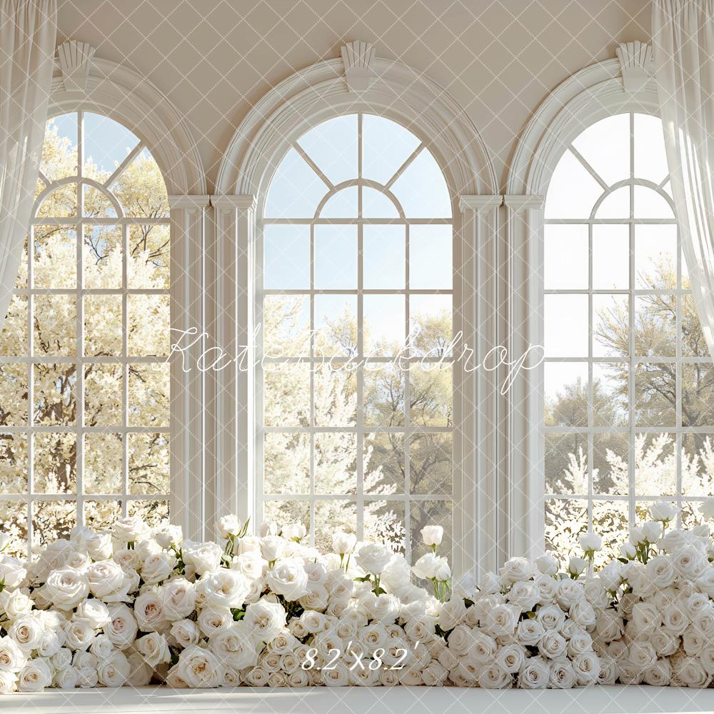 Kate Wedding White Roses Large Windows Backdrop Designed by Mini MakeBelieve - Image 5