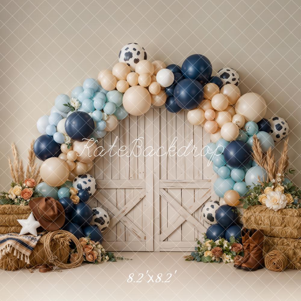 Kate Western Barn Door Balloon Arch Hay Backdrop Designed by Emetselch - Image 5