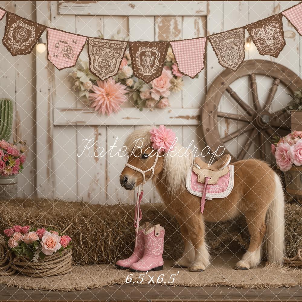 Kate Western Pony Hay Rustic Backdrop Designed by Emetselch - Image 2