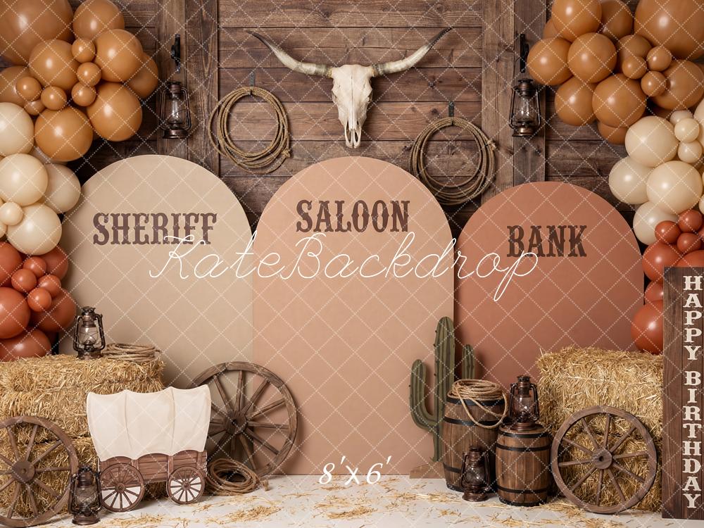 Kate Western Saloon Cactus Hay Barrel Fleece Backdrop Designed by Patty Robert