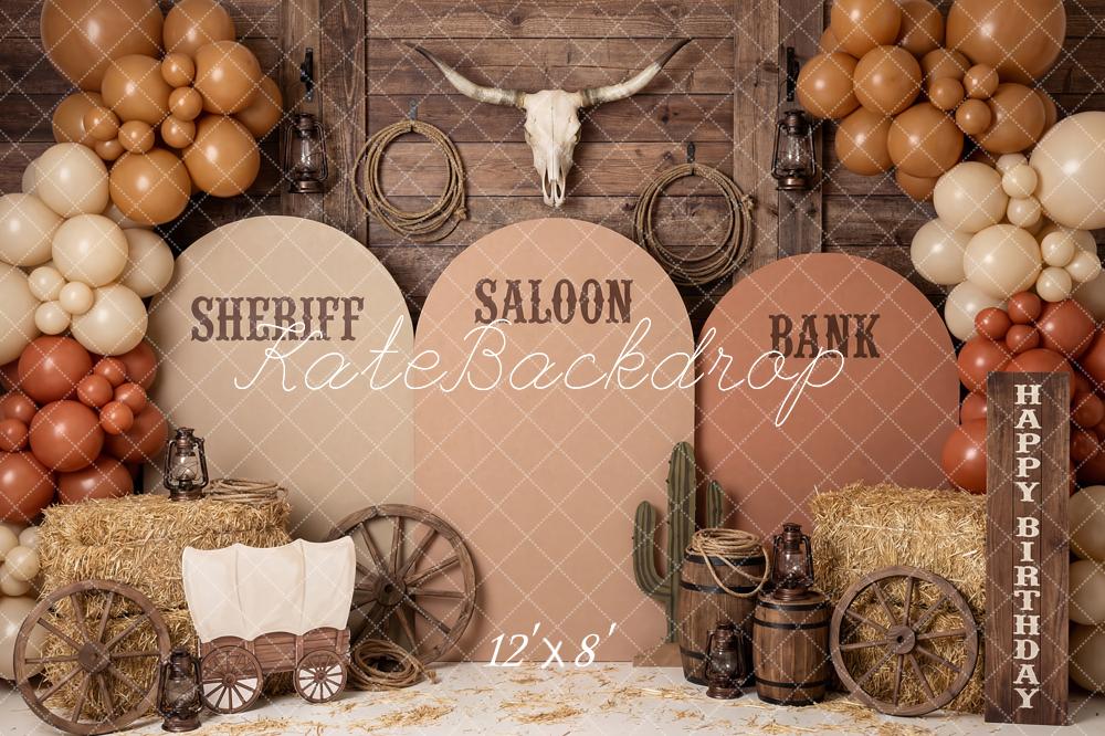 Kate Western Saloon Cactus Hay Barrel Fleece Backdrop Designed by Patty Robert - Image 4