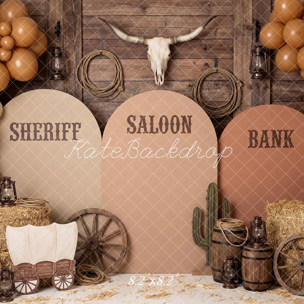 Kate Western Saloon Wagon Hay Balloons Backdrop Designed by Patty Robert - Image 5
