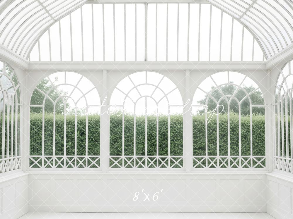 Kate White Conservatory Arched Windows Greenery Fleece Backdrop Designed by Patty Robert