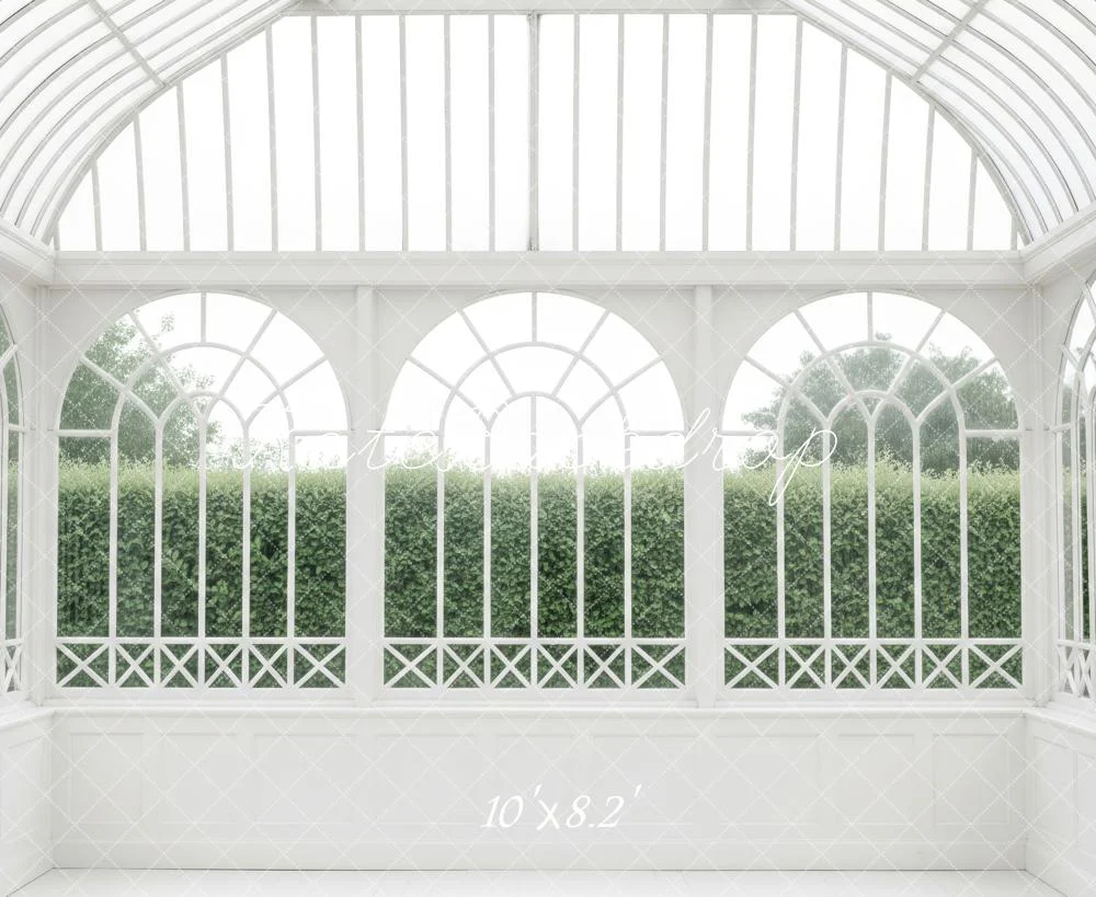 Kate White Conservatory Arched Windows Greenery Fleece Backdrop Designed by Patty Robert - Image 3