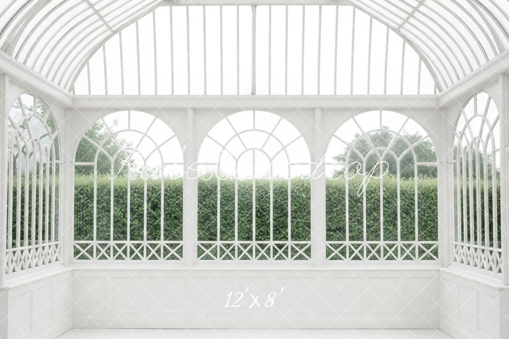 Kate White Conservatory Arched Windows Greenery Fleece Backdrop Designed by Patty Robert - Image 4